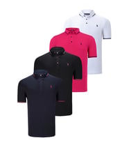 DÖRTLÜ SET T8586 DEWBERRY ERKEK T-SHIRT-SİYAH-BEYAZ-LACİVERT-FUŞYA