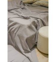 Sofline %100 Pamuk Çift Kişilik Yazlık Örgü Pike, Yatak Örtüsü, Terletmez Kumaş 240x200cm Pudra