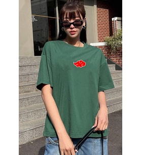 Unisex Ninja Akatsuki Baskılı T-shirt (Yeşil)