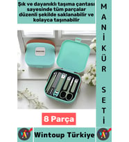 #ManikürSeti Kompakt Kadın Erkek Makas Törpü Tırnak El Bakım Şık Taşıma Çantalı Manikür Seti 8 Parça