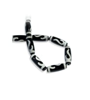 Tibet Akik Taşı Silindir Kesim Parlak Siyah 10x30mm Doğal Taş Dizi