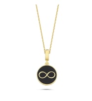 Mineli Sonsuzluk Altın Kaplama Kolye RZ2 (Gold)