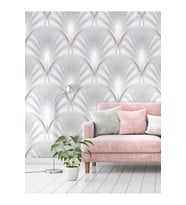 Dreamwall Yaprak Desenli Silinebilir Sağlıklı Tekstil Duvar Kağıdı (Gri)