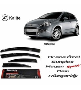 Fiat Punto Mugen Cam Rüzgarlığı 2005-2015 arası 4'lü Sunplex (Beyaz)