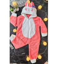 Kız Bebek Kedili Somon Peluş Tulum