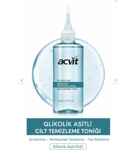 Acvit Glikolik Asitli Cilt Temizleme Toniği Leke Karşıtı, Ton Eşitleyici, Arındırıcı 200 ML