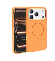 Apple iPhone 17 Pro Max Kılıf M-Safe Şarj Özellikli Kaymaz Silikon Edi Kapak (Turuncu)