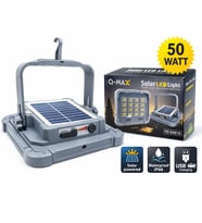 Q-MAX 50W Solar LED Projektör IP66  5 Modlu  USB Şarjlı  Polis Çakar Modlu
