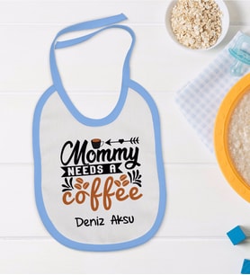 BK Kids Kişiye Özel Mavi Bebek Mama Önlüğü - Model 54