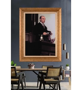Altın Varaklı Çerçeveli Paspartulu Atatürk Tablo nh420 (Gold)