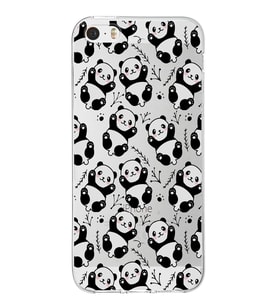 Apple iPhone 5SE Uyumlu Kapak Panda Tasarımlı Şeffaf Silikon Kılıf