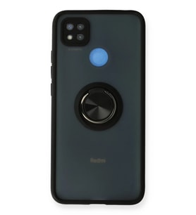 Newface Xiaomi Redmi 9C Kılıf Montreal Yüzüklü Silikon Kapak - Siyah