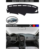 BMW 3 Series 1990-2000 İçin Uygun Torpido Koruma Halısı Siyah Kenar Renk Siyah