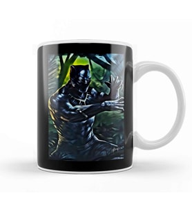 Black Panther Jungle Pose Kupa Bardak Porselen