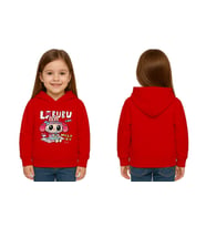 Unisex Baskılı Çocuk Swaetshirt Labubu Baskılı Kapüşonlu 3 İplik Şardonlu (Kırmızı)