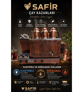 3 GÖZLÜ BAKIR ÇAY KAZANI ELEKTRİK + DOĞALGAZLI CE BELGELİ BAKIR ÇAY SEMAVERİ DOĞALGAZLI GÜNEŞ MODEL BAKIR ÇAY OCAĞI KAZANI VİP PLUS