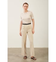 Beli Lastikli Geniş Paça Pantolon (Taş)