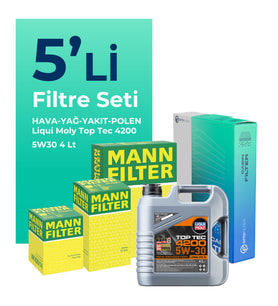 MANN Seat İbiza 1.4 Dizel Filtre Bakım Seti Liqui Moly Motor Yağlı (2015-2017) 5 Li