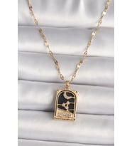 316L Çelik Gold Renk Zirkon Taşlı Ay Figürlü Tarot Model Kadın Kolye