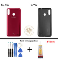 Infinix Hot 7 Kırmızı Uyumlu Arka Kapak + Yapıştırıcı ve Vida Seti Arka Cam Batarya Pil Kapağı