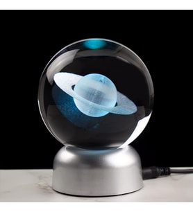 Işıklı Satürn Cam Küre 8cm*6cm