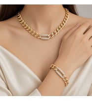 STİL İNCİSİ/XUPING JEWELRY DİKDÖRTGEN DETAYLI GURMET MODEL TAKIM