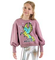 Unicorn Kız Çocuk Gül Kurusu Sweatshirt (Pembe)