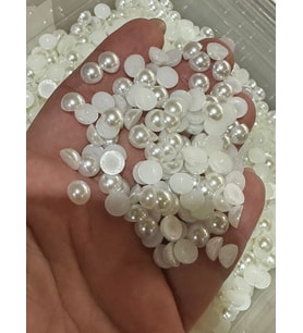 MİNİMUM 100 ADET YPIŞTIRMA BONCUK İNCİ BONCUK 1 CM (Beyaz)