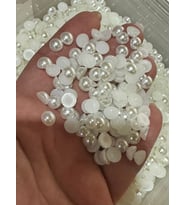 MİNİMUM 100 ADET YPIŞTIRMA BONCUK İNCİ BONCUK 1 CM (Beyaz)