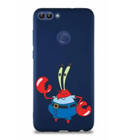 Huawei P Smart Soft Premier Kapak Bay Yengeç Tasarımlı Silikon Kılıf - Lacivert (Şeffaf)