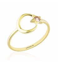 Ayyıldız Tektaş Altın Yüzük 14K Gold (Çok Renkli)