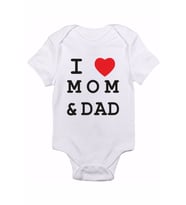 I Love Mom Ve Dad Baskılı Kısa Kollu Bebek Body Zıbın