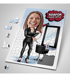 Kişiye Özel Hediye 240 Parça Kadın Kuaföre Özel Karikatürlü Puzzle