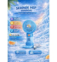 Fitfiyat Mavi Mini Taşınabilir Sessiz El Fanı 3 Hız Ayarlı Mini El Pervanesi Soğutucu-vantilatör