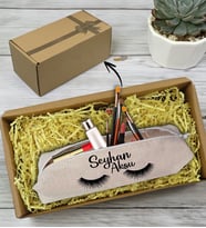 BK Gift Kişiye Özel İsimli Kalemlik Keten Makyaj Çantası-2, Anneler Günü Hediyesi, Doğum Günü Hediyesi, Sevgiliye Hediye