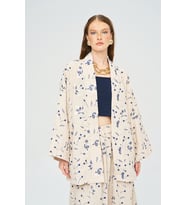 Kadın Çiçek Ve Yaprak Nakışlı Pullu Kimono