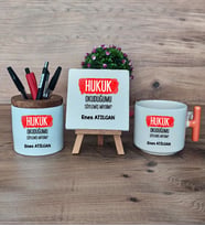  Hukuk Okuduğumu Söylemiş Miydim  Hediye Sepeti Kupa Bardak T Kulplu, Kalemlik ve Dekoratif Taş Hukuk Öğrencisine Hediye (Model 7)