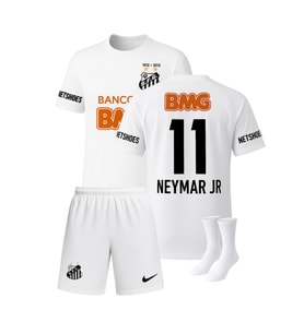 Neymar Jr Santos Retro 3'lü Çocuk Futbol Forma Seti ( Forma,şort ve çorap) (Beyaz)