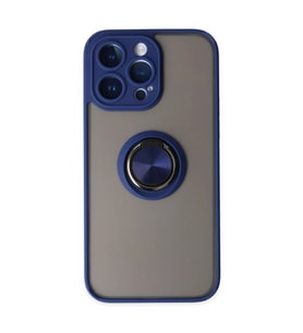 Apple iPhone 14 Pro Kılıf Montreal Yüzüklü Silikon Kapak - Lacivert