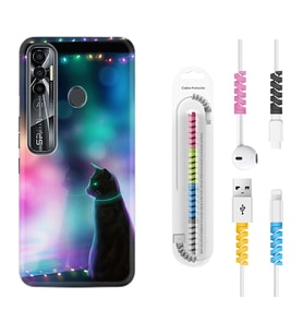 Tecno Spark 6 6 Go 8C 8 Pro 7 7 Pro Kılıf Kablo Koruma Spiral Silikon Window Cat 1787