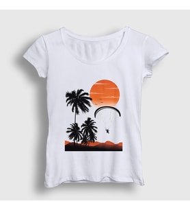 Presmono Kadın Beyaz Freedom Sunset Paragliding T-Shirt 508779tt