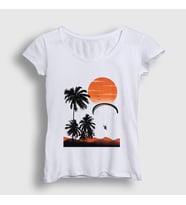 Presmono Kadın Beyaz Freedom Sunset Paragliding T-Shirt 508779tt