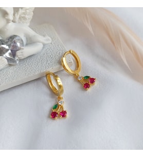 Vaoov 925 Ayar Gümüş Kiraz Küpe (Gold)