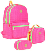Kaukko Quilted Pembe Yeşil Kapitone Üçlü Okul Çantası Seti - Kız Çocuk