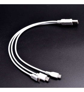 3 İN 1 USB Kısa Kablo Lightning+Micro+Type-c (Renksiz)