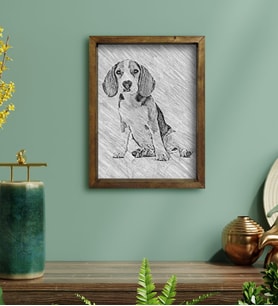 Evcil Dostunuza Özel Karakalem Doğal Masif Ahşap Çerçeveli Tablo 45x65cm-1