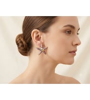 Deniz Yıldızı Figürlü Mor Gold Küpe - Yaz Esintili Şık Kadın Aksesuar