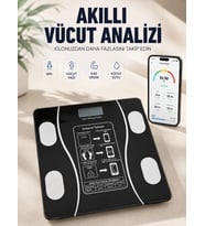 Akıllı Vücut Analiz Baskülü Bluetooth Bağlantılı 4 Sensörlü LCD Ekranlı Dijital Tartı