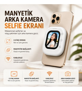 Manyetik Arka Kamera Selfie Ekranı 2.0 İnç Kablosuz Taşınabilir Vlog ve Video Çekim Ekranı
