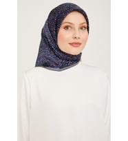 Armine Nostalji Serisi İpek Twill Eşarp 9013D-10 (Lacivert)
